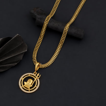 Shivling Men’s Unique Style Gold Chain Pendant (Chain-24 Inch)