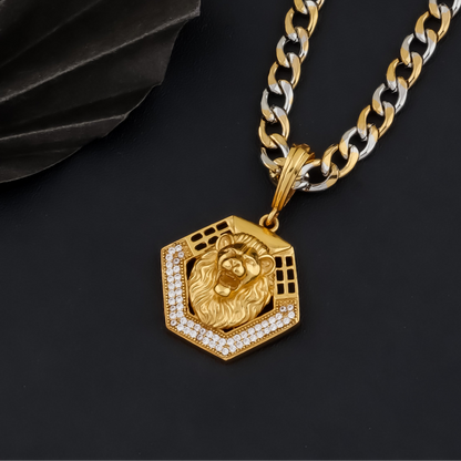 Simba Men’s Exclusive Gold Chain Pendant (Chain-24 Inch)