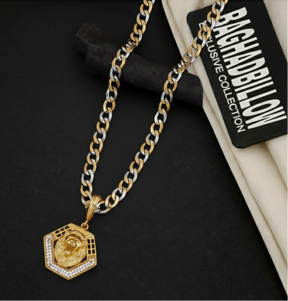Simba Men’s Exclusive Gold Chain Pendant (Chain-24 Inch)