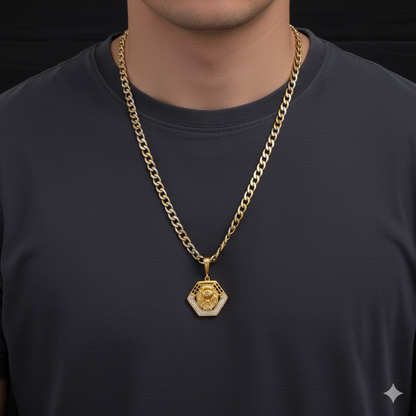 Simba Men’s Exclusive Gold Chain Pendant (Chain-24 Inch)