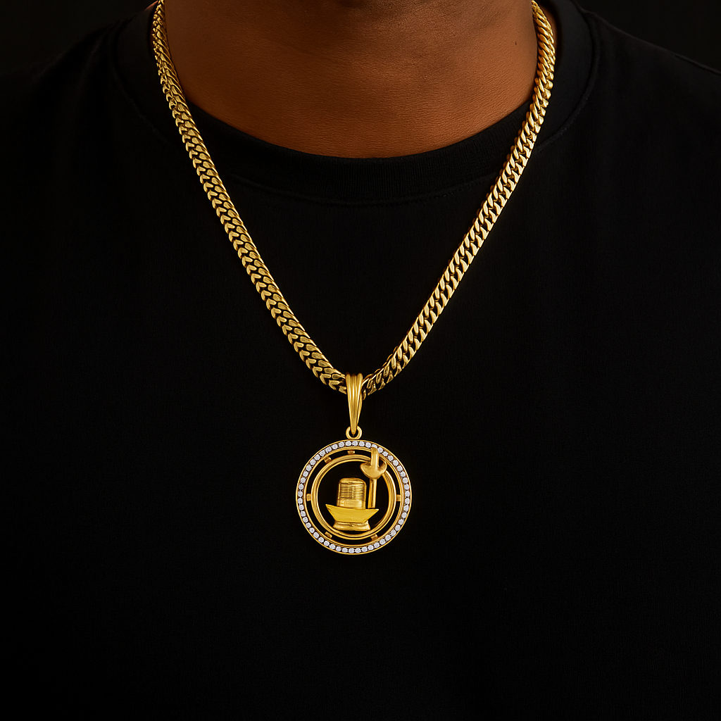 Shivling Men’s Unique Style Gold Chain Pendant (Chain-24 Inch)