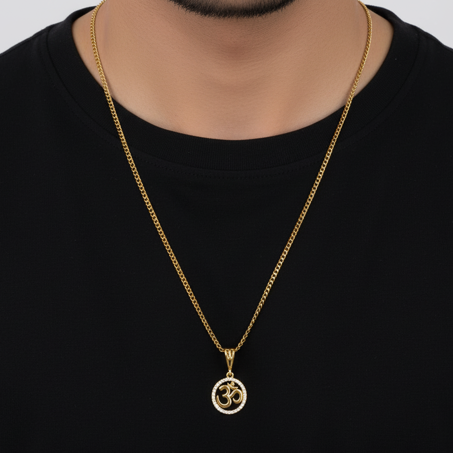 Omav Men’s Fashion Gold Chain Pendant (Chain-24 Inch)