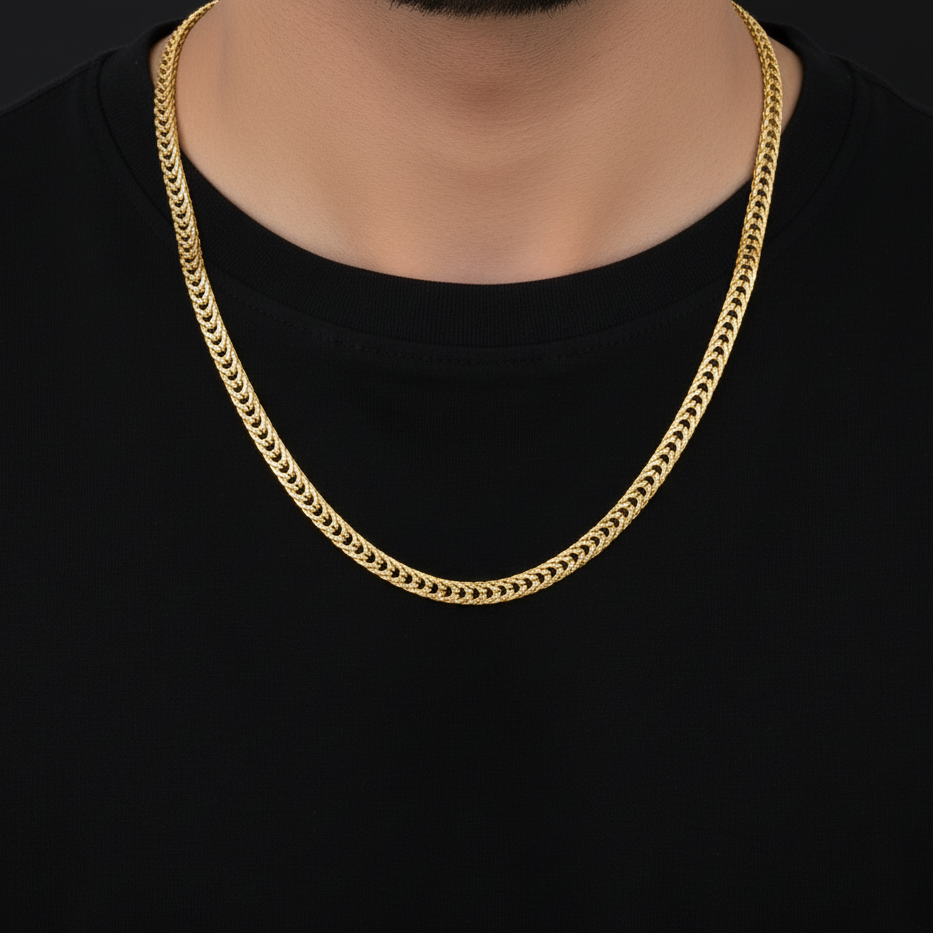 Jax Unisex Solid Gold Men's Chain (24 Inch / 6 Mm)