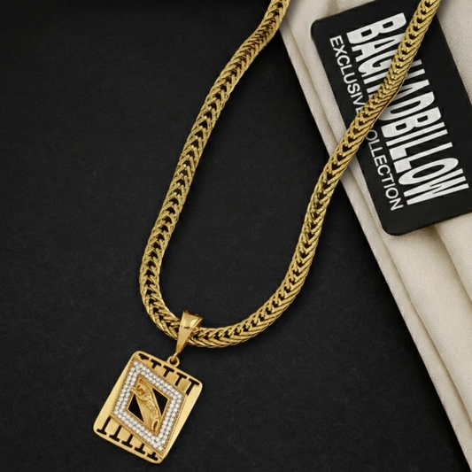 Jaguar Men’s Gold Pendant with Chain (Chain-24 Inch)