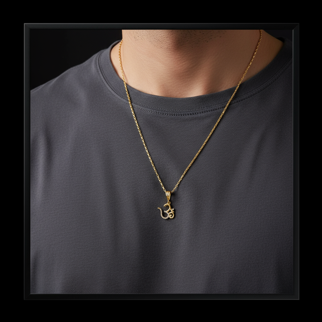 Omkareshwar Men’s Royal Look Gold Chain Pendant (Chain-24 Inch)