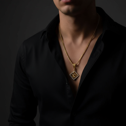 Omi Men’s Classic Gold Pendant With Chain (Chain-24 Inch)
