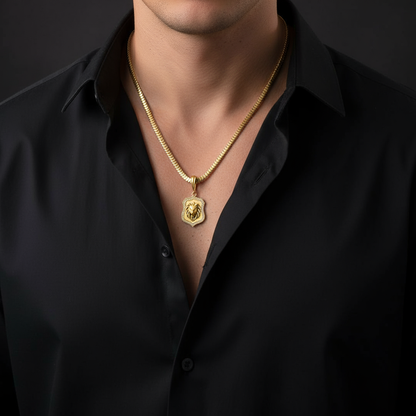 Aslan Men’s Designer Gold Chain Pendant (Chain-24 Inch)