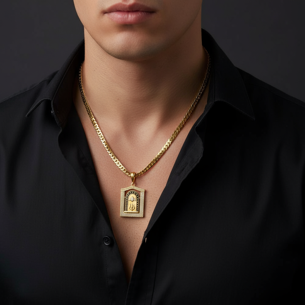 Rudra Men’s Exclusive Gold Chain Pendant (Chain-24 Inch)