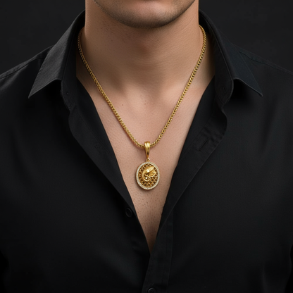 Ganapati Men’s Stylish Gold Pendant With Chain (Chain-24 Inch)