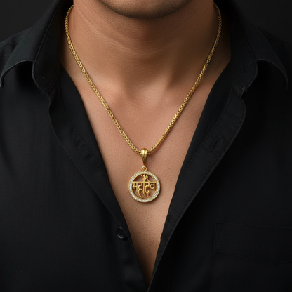 Mahadev Men’s Luxury Gold Chain Pendant (Chain-24 Inch)