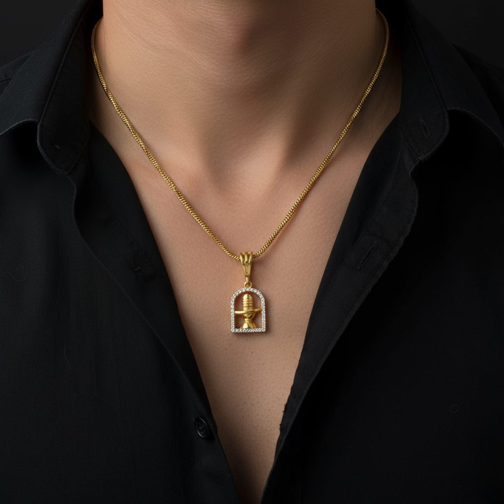 Shivling Men’s Fashion Trend Gold Chain Pendant (Chain-24 Inch)