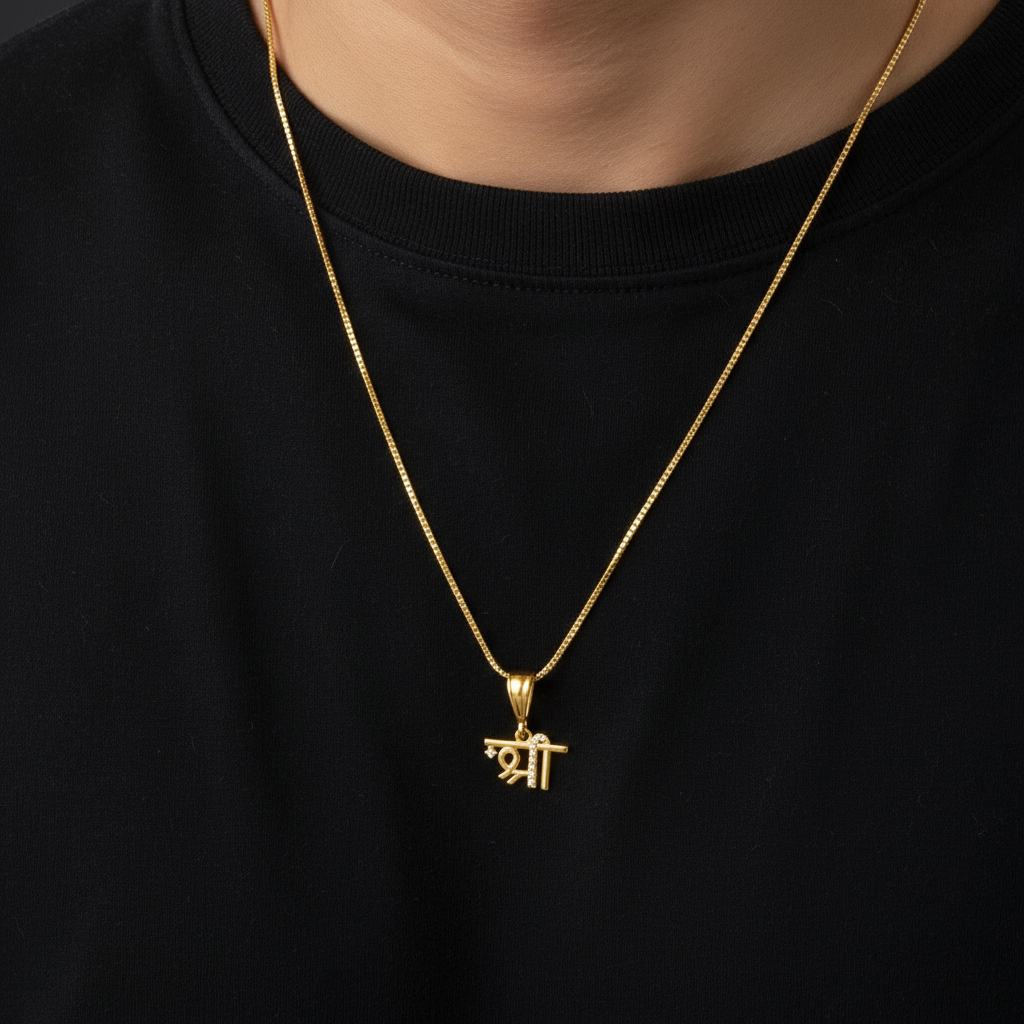 Shree Men's Men’s Smart Style Gold Chain Pendant (Chain-24 Inch)