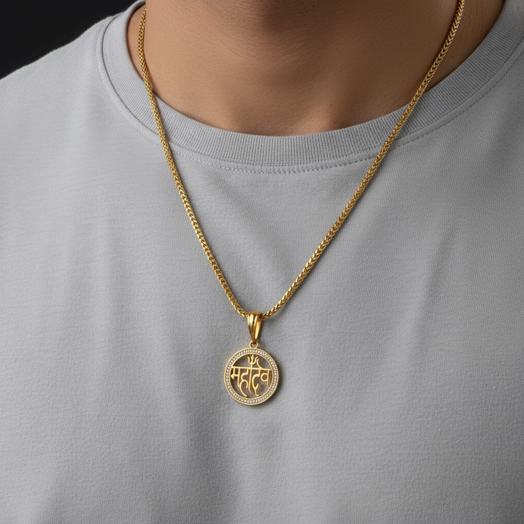 Mahadev Men’s Luxury Gold Chain Pendant (Chain-24 Inch)