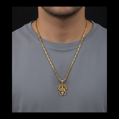 Omkar Men’s Attractive Trend Gold Chain Pendant (Chain-24 Inch)