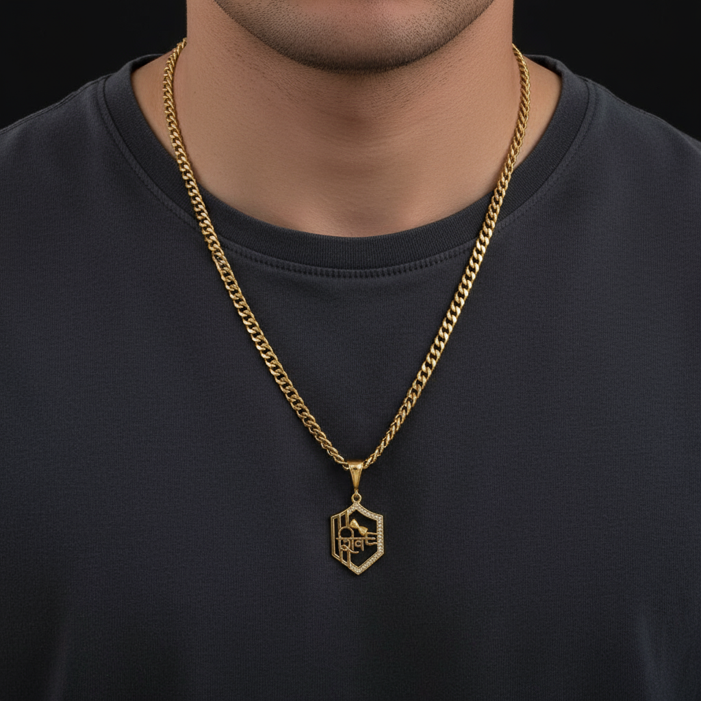 Shiv Men’s Gold Chain Pendant (Chain-24 Inch)