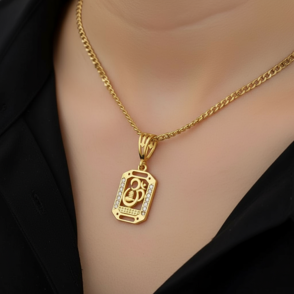 Oma Men’s Unique Style Gold Chain Pendant (Chain-24 Inch)