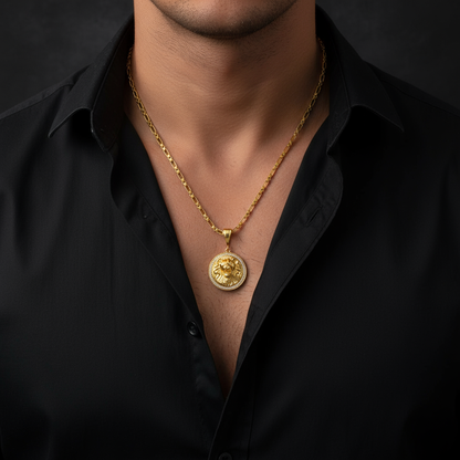 Lion Men’s Luxury Gold Pendant (Chain-24 Inch)