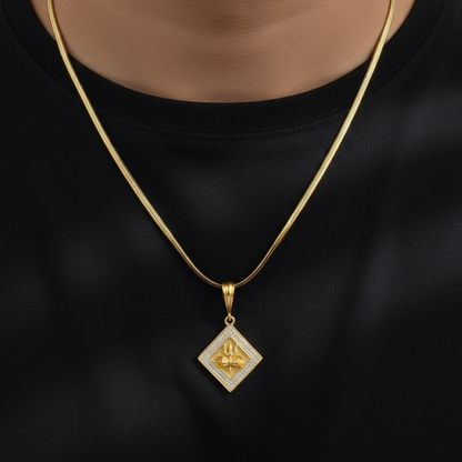Trishikh Men’s Stylish Gold Pendant With Chain (Chain-24 Inch)