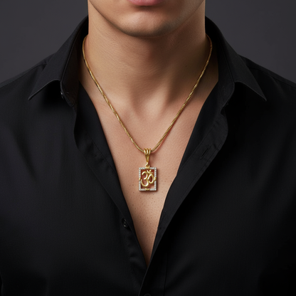 Omesh Men’s Premium Style Gold Chain Pendant (Chain-24 Inch)