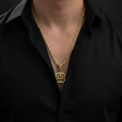 Trishul Men’s Premium Gold Chain Pendant (Chain-24 Inch)