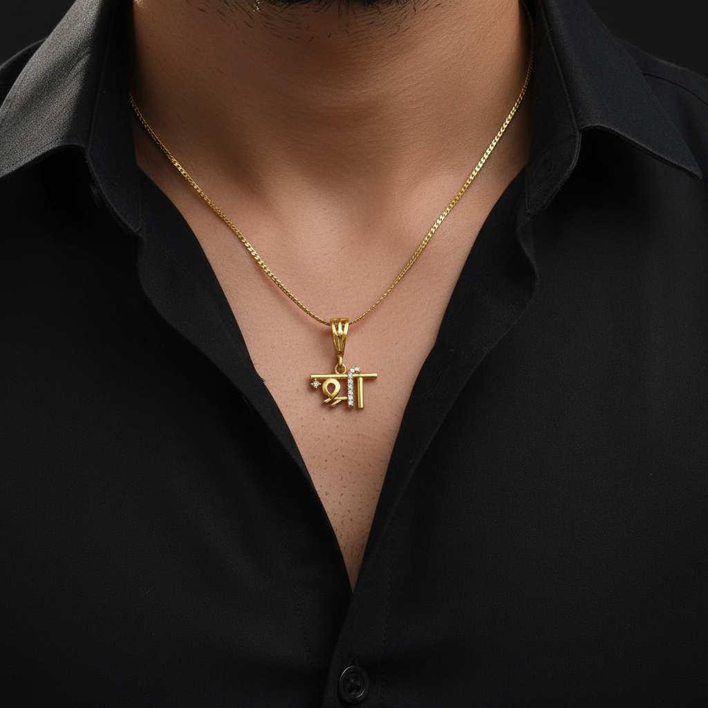 Shree Men's Men’s Smart Style Gold Chain Pendant (Chain-24 Inch)