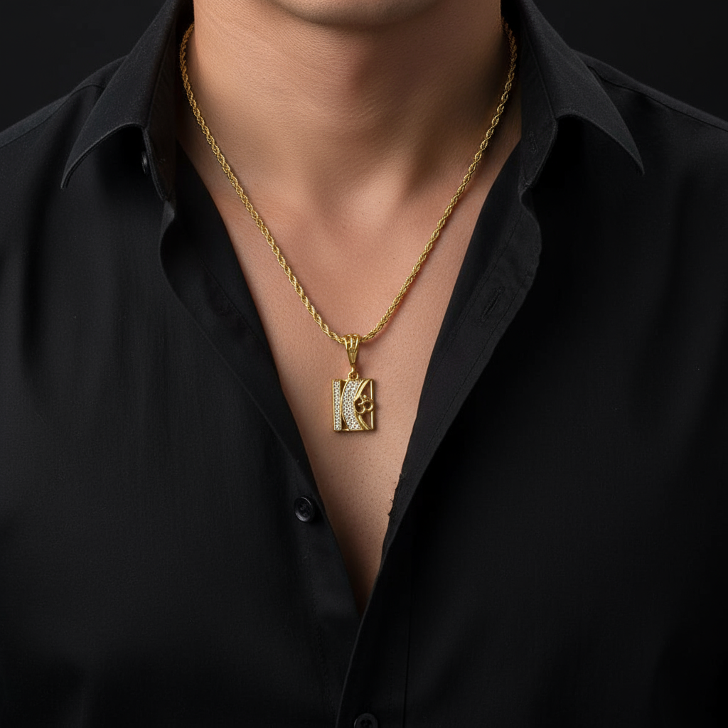 Omkar Men’s Luxury Gold Chain Pendant (Chain-24 Inch)