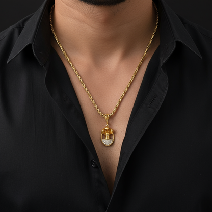 Snap Men’s Royal Look Gold Chain Pendant (Chain-22 Inch / 3 Mm)