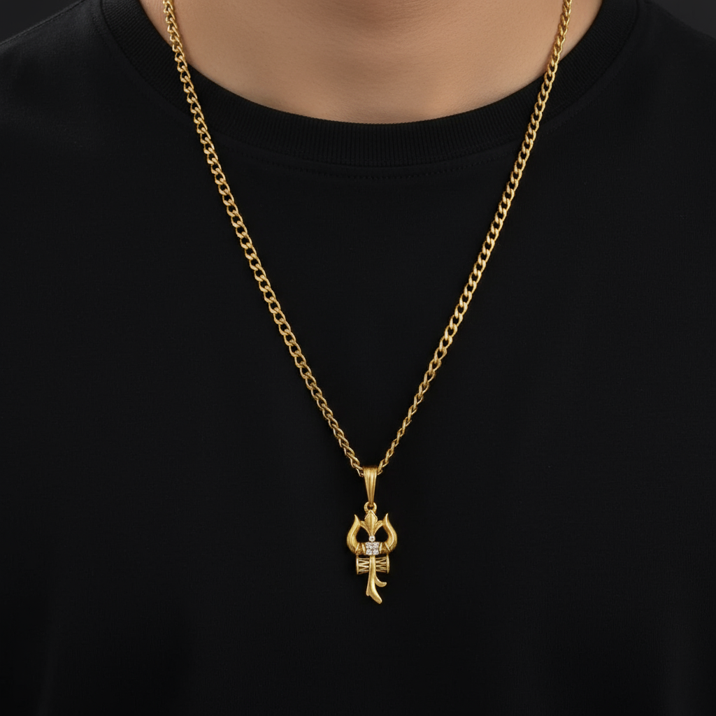 Vajra Men’s Luxury Gold Chain Pendant (Chain-24 Inch)