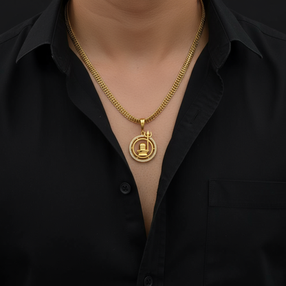 Shivling Men’s Unique Style Gold Chain Pendant (Chain-24 Inch)