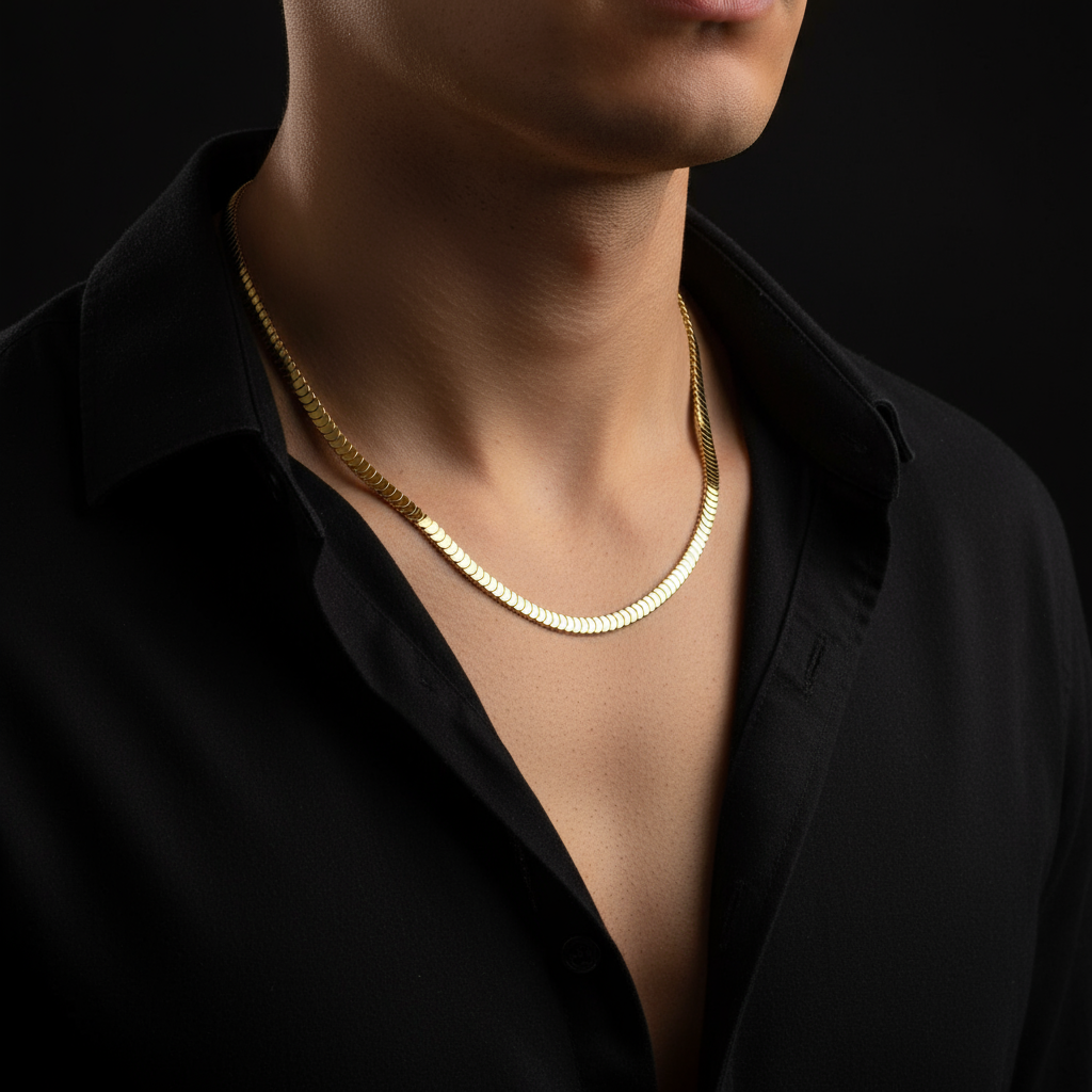 Alex Unisex Solid Gold Men's Chain (24 Inch / 4 Mm)