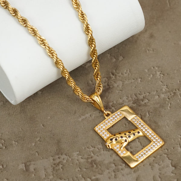 Jaguar Square Premium Gold Plated Pendant