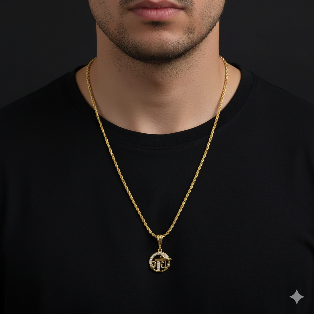 Radhe Men’s Latest Gold Chain Pendant (Chain-24 Inch)