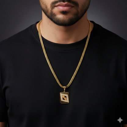 Jaguar Men’s Stylish Gold Pendant With Chain (Chain-24 Inch)