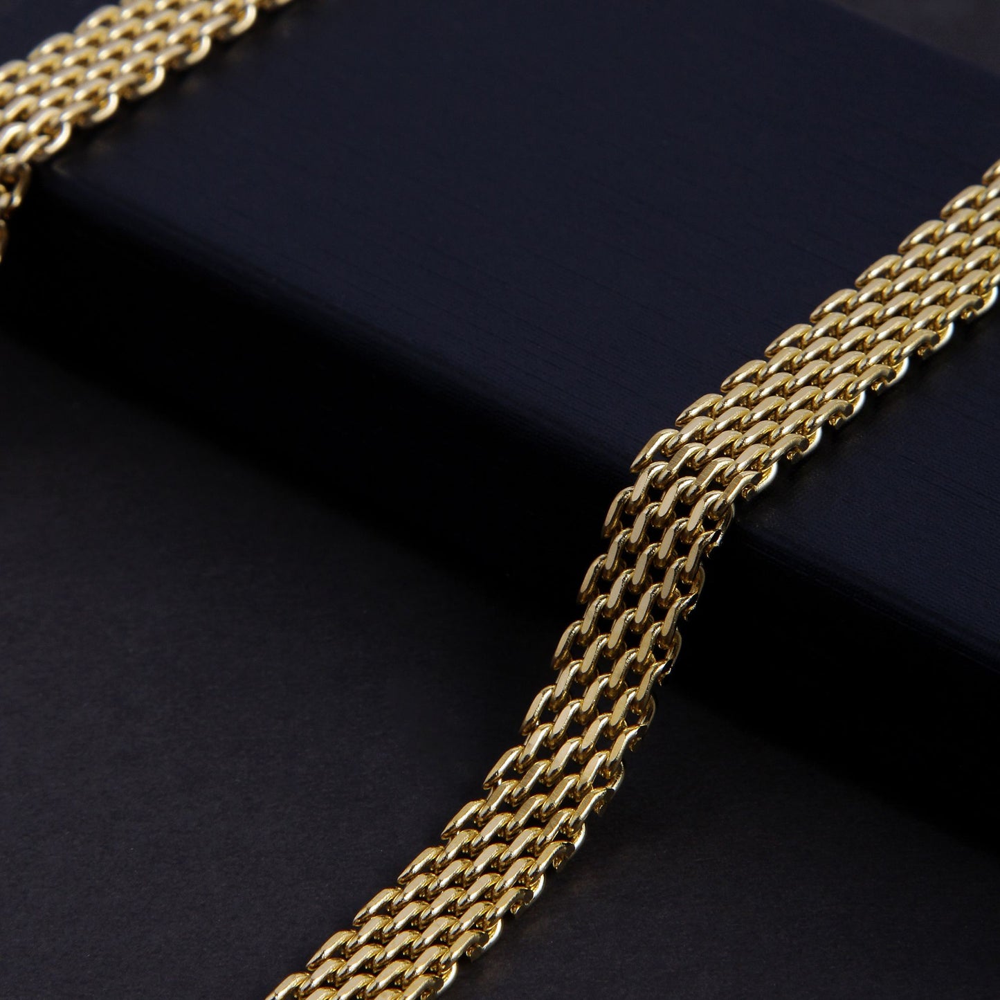 GodFather Unisex Solid Gold Men's Chain Necklace & Bracelet Combo