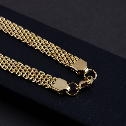 GodFather Unisex Solid Gold Men's Chain Necklace & Bracelet Combo