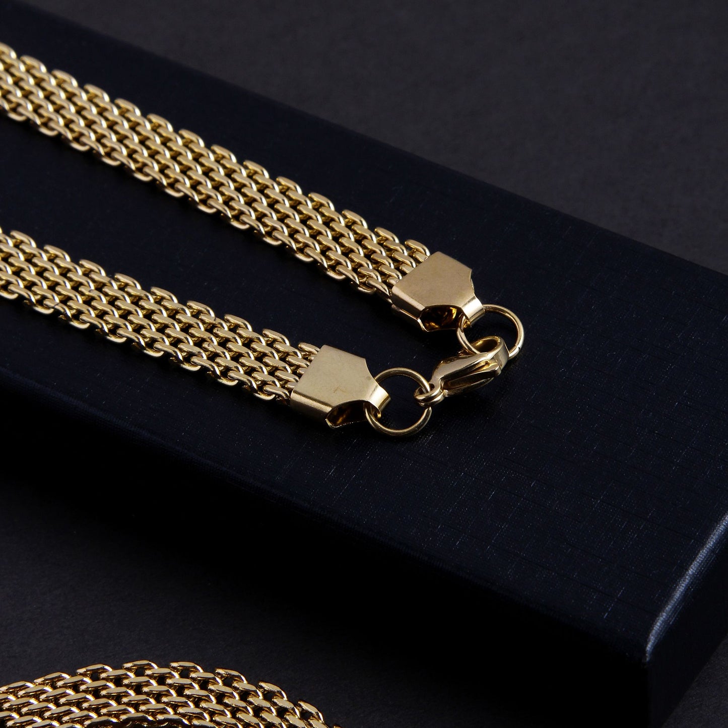 GodFather Unisex Solid Gold Men's Chain Necklace & Bracelet Combo