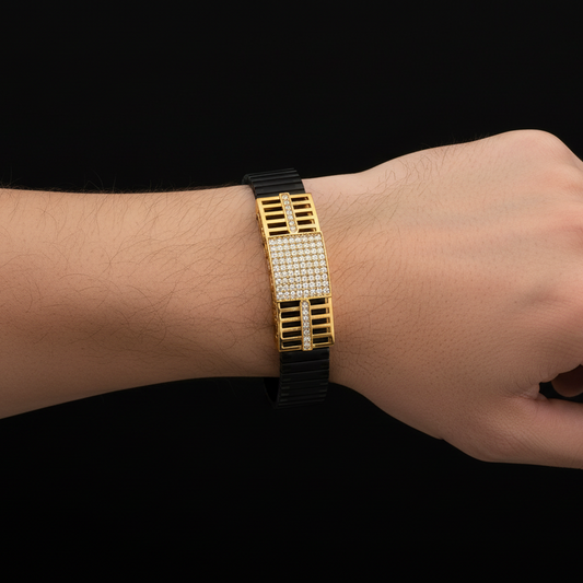 Eclipse Luxury Black & Gold Stretch Bracelet