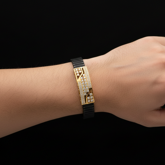 Phantom Luxury Black & Gold Stretch Bracelet