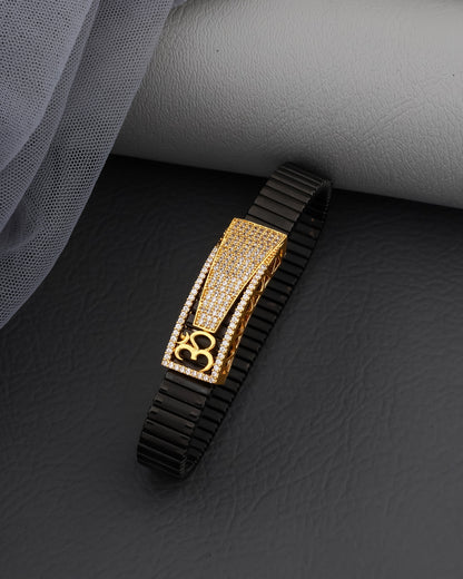Om Luxury Black & Gold Flexible Bracelet