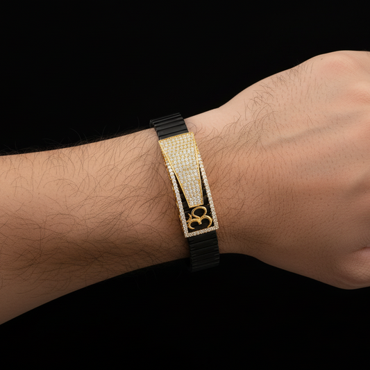 Om Luxury Black & Gold Stretch Bracelet