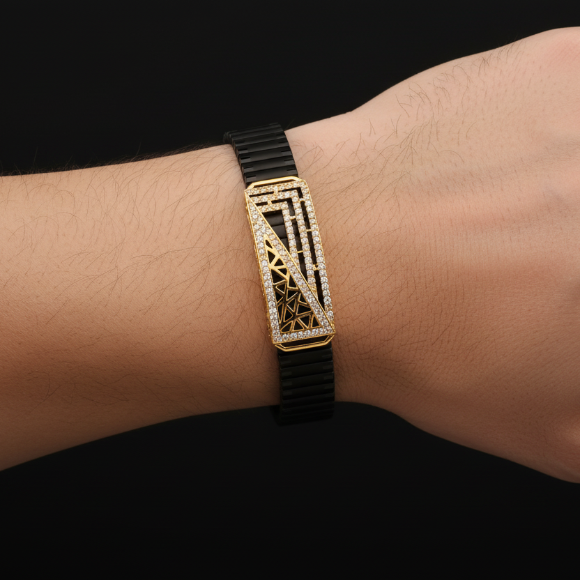Aura Luxury Black & Gold Flexible Bracelet