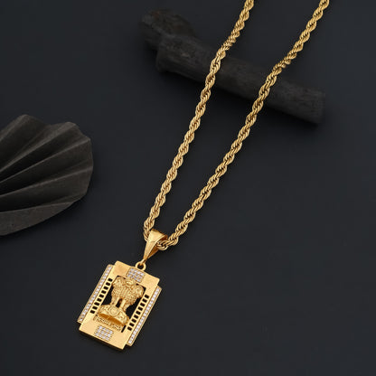 Ashoka Dimond Pendant With Gold Chain