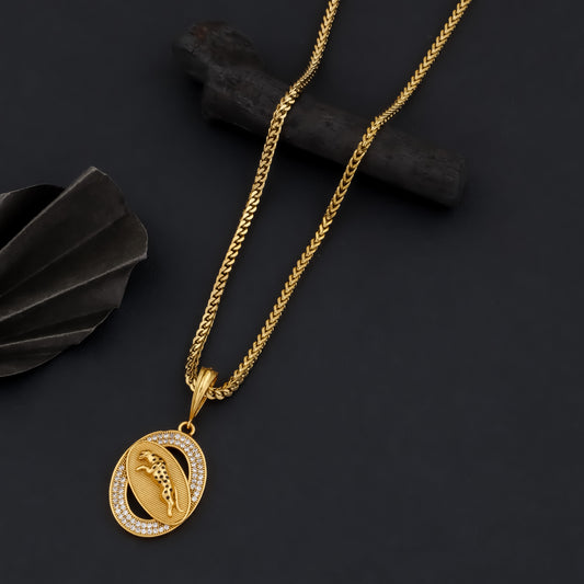 OVAL JAGUAR MEN'S CHAIN PENDANT (CHAIN-24 INCH)