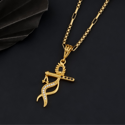 Krishna Men’s Stylish Gold Pendant With Chain (Chain-24 Inch)