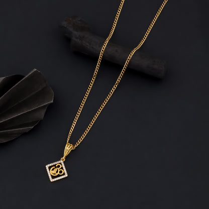 OMI MEN’S CLASSIC GOLD PENDANT WITH CHAIN (CHAIN-24 INCH)
