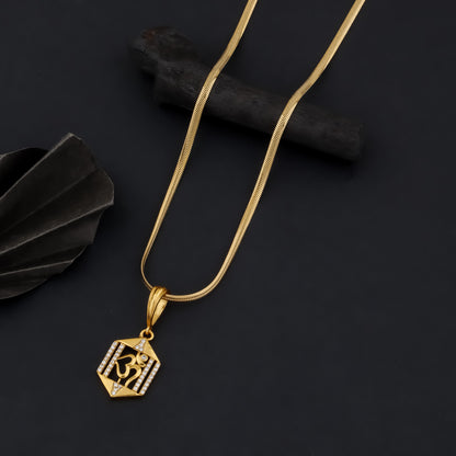 PRANAVA MEN’S PREMIUM GOLD CHAIN PENDANT (CHAIN-24 INCH)