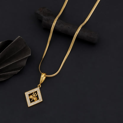 TRISHIKH MEN’S STYLISH GOLD PENDANT WITH CHAIN (CHAIN-24 INCH)