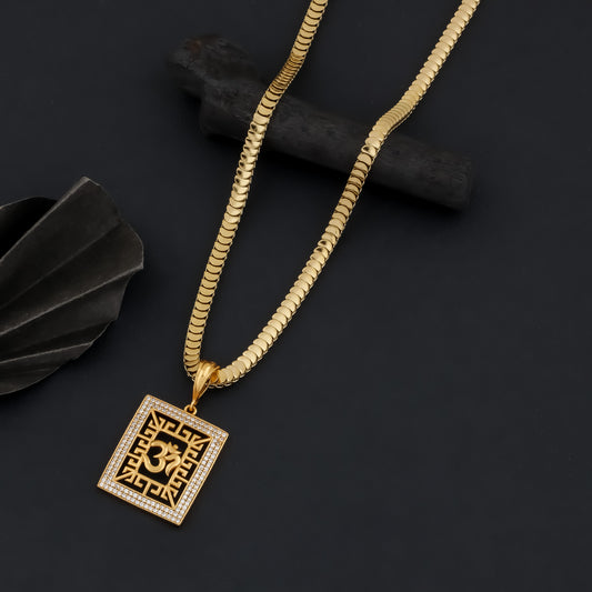 OM SQUARE MEN'S CHAIN PENDANT (CHAIN-24 INCH)
