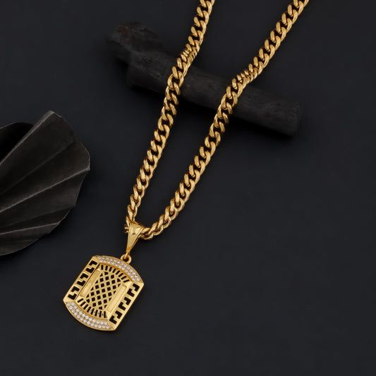 Unisex Premium Gold Plated Chain Pendant (Chain-24 inch)