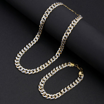 Cubin Gold Chain Necklace & Bracelet Combo (Chain-17inches & Bracelet-8 inches)